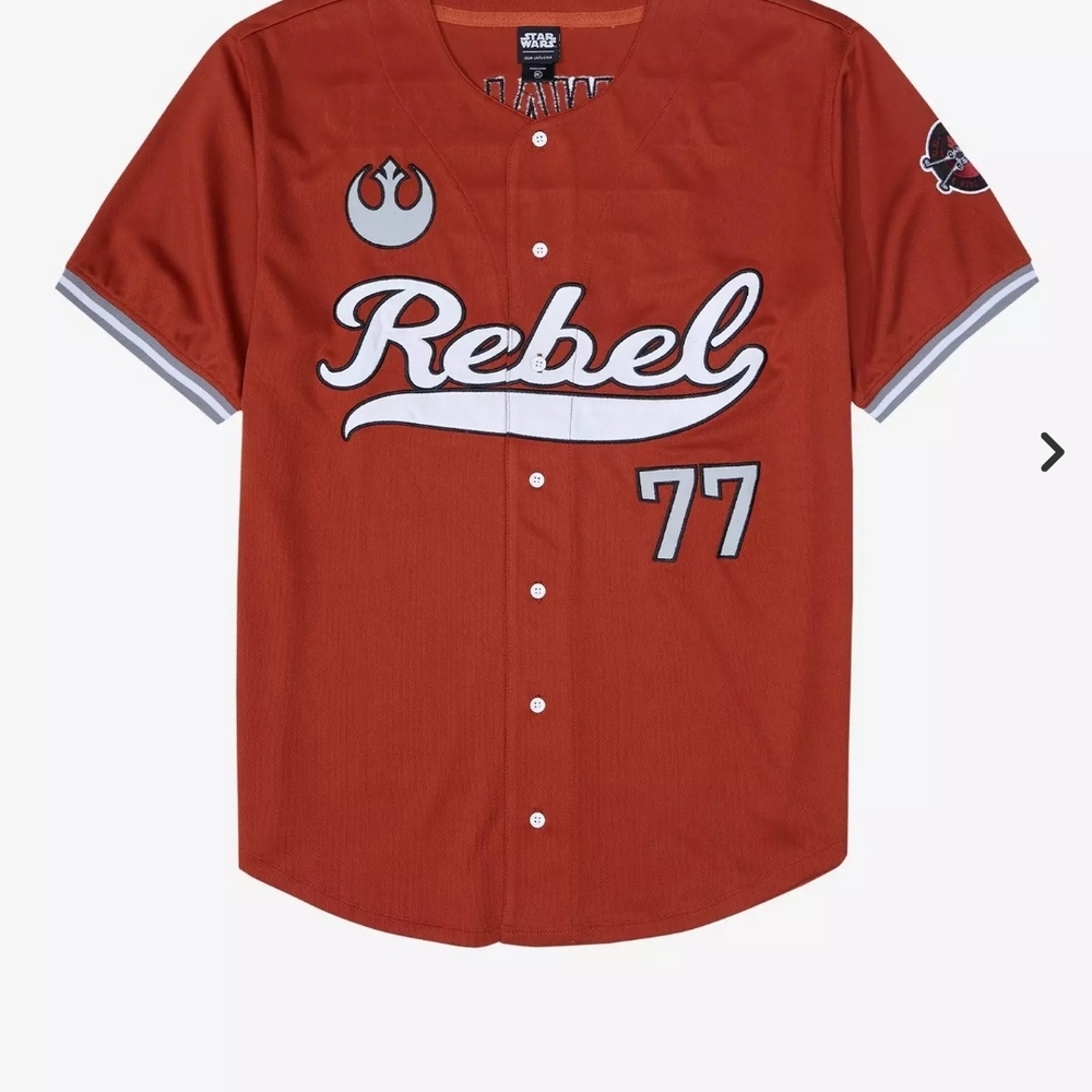 Star Wars Men's Rebel 77 Baseball Jersey - Rust Orange with White Trim